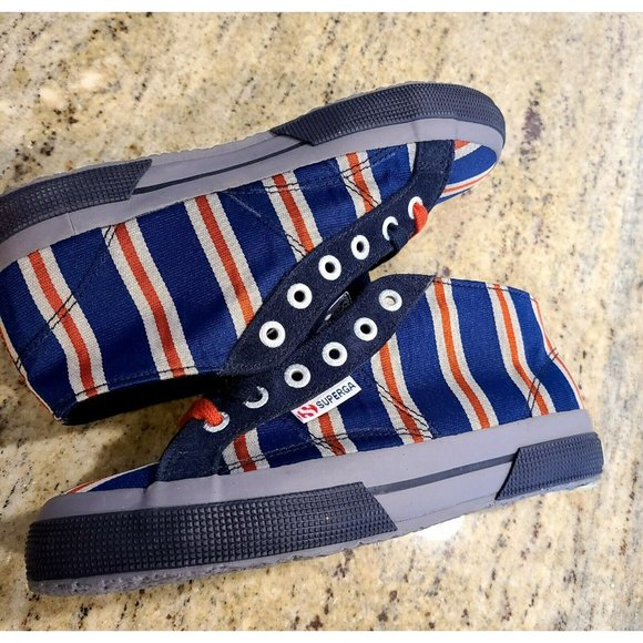 Superga Blue red beige Stripe Sneakers Size 37 Youth US Size 5 S009YVO - Picture 9 of 12